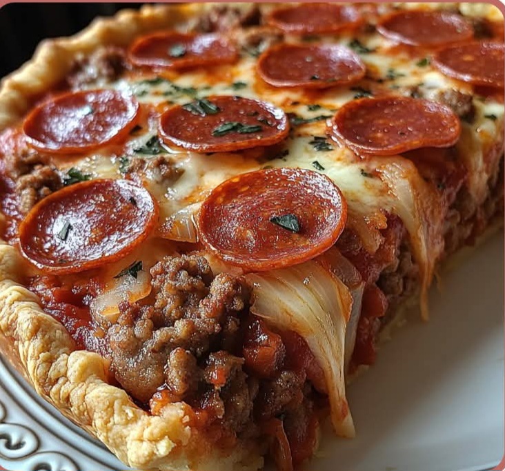 Deep Hamburger, Sausage & Pepperoni Pie 