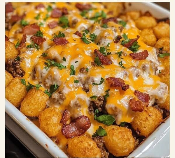 Loaded Smoky Bacon Cheeseburger Tater Tot Casserole