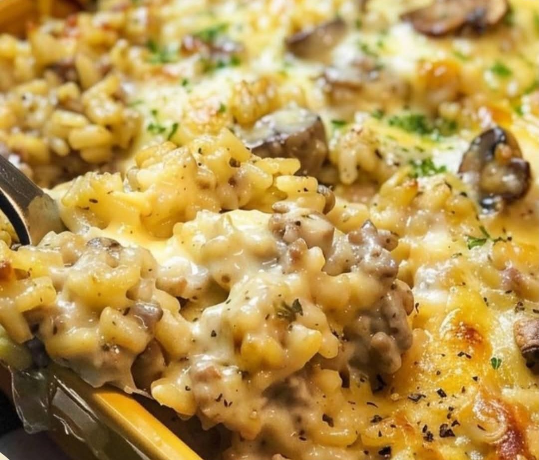 Cheesy Ground Beef and Rice Casserole
