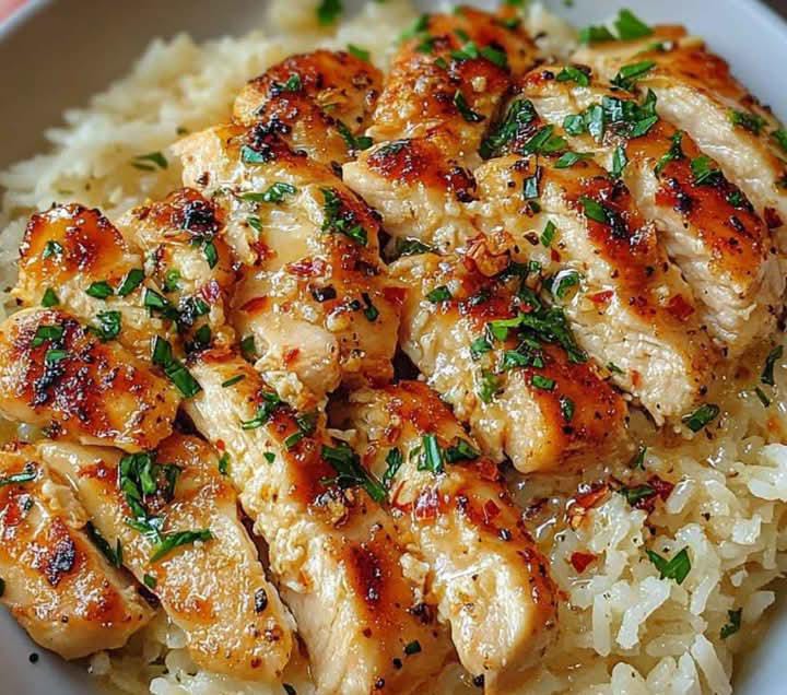 Chicken Scampi with Garlic Parmesan Rice