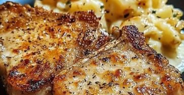 Garlic Parmesan Pork Chops with Cheesy Scalloped Potatoes